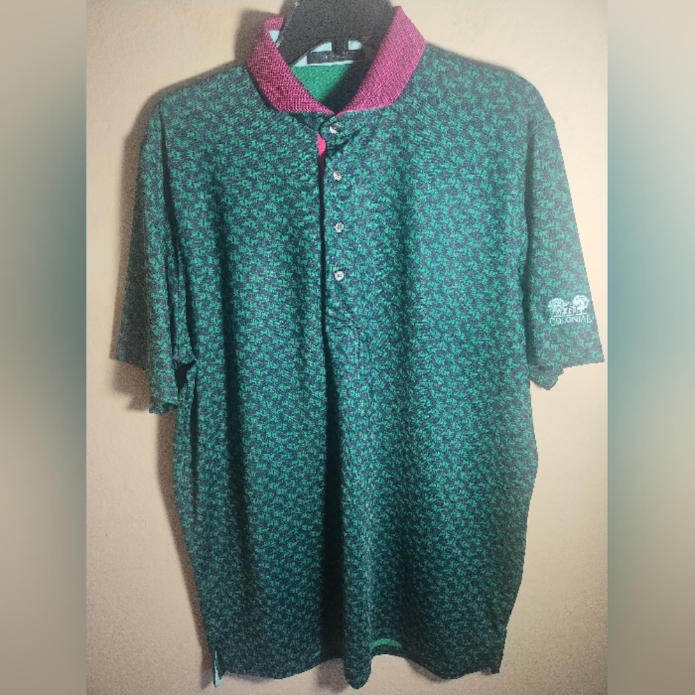 Gresyon Golf Polo Shirt Men L Outdoors Golf Performance Tennis Monkey Print